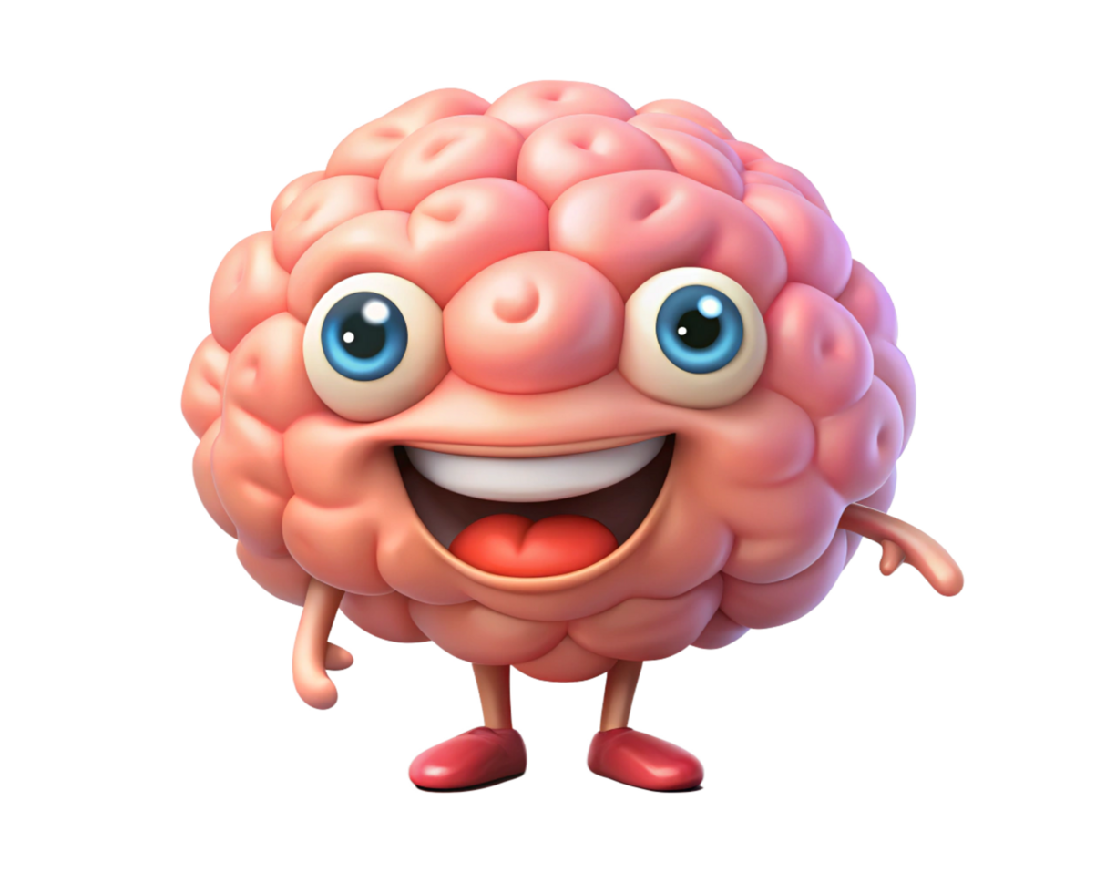 Cartoon Brain Design with Smile for Learning png