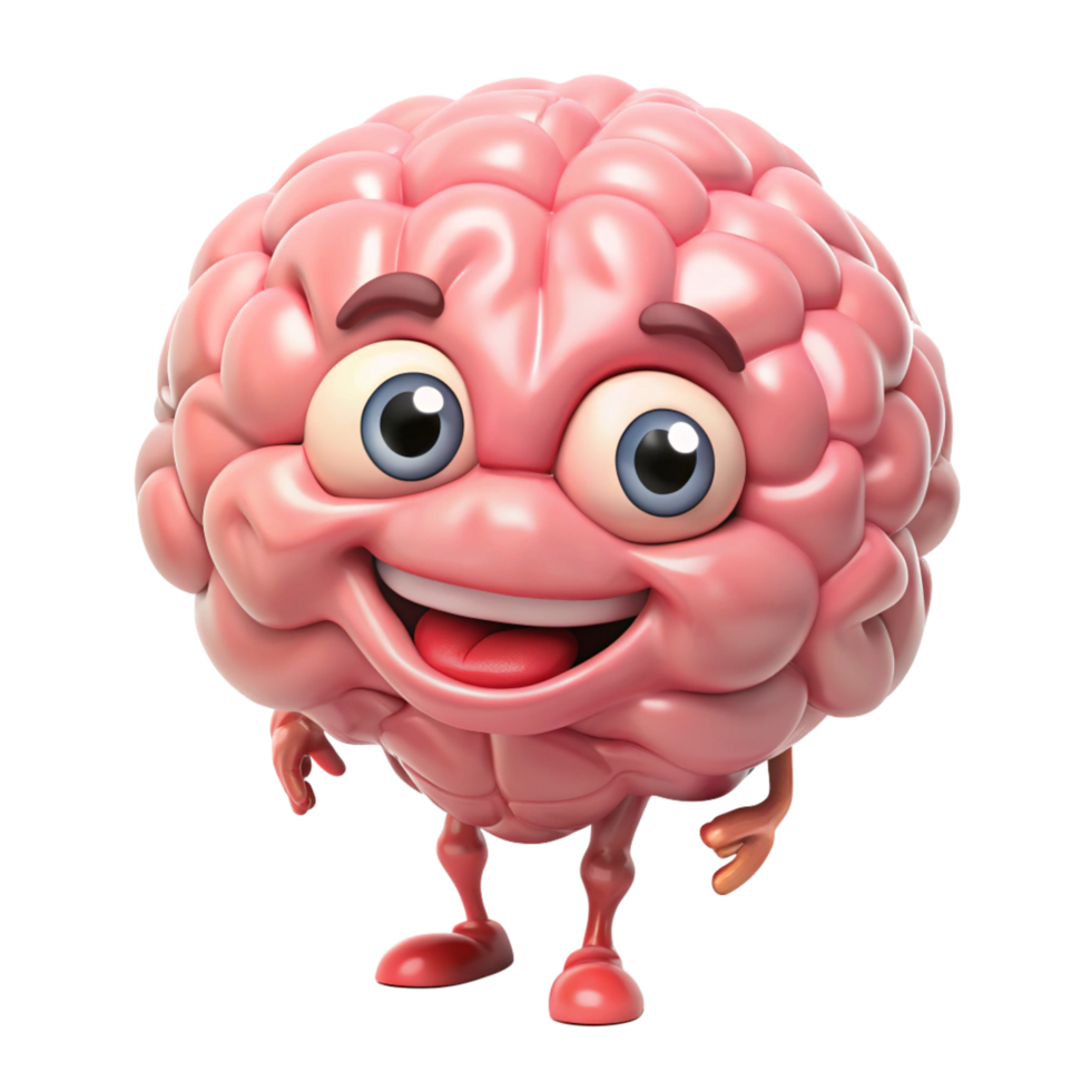 Joyful Brain Illustration in Educational Style png