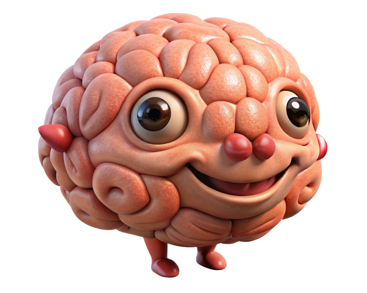 Cute Brain with Joyful Emotions in Cartoon Form png