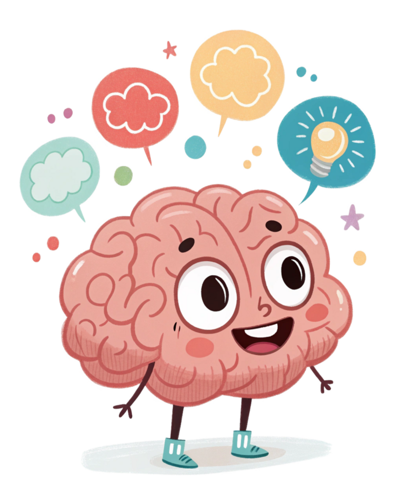 Smiling Brain Drawing for Joy and Thinking png