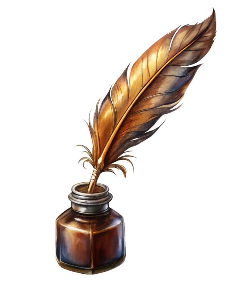 Writing Tools Illustration with Quill and Ink png