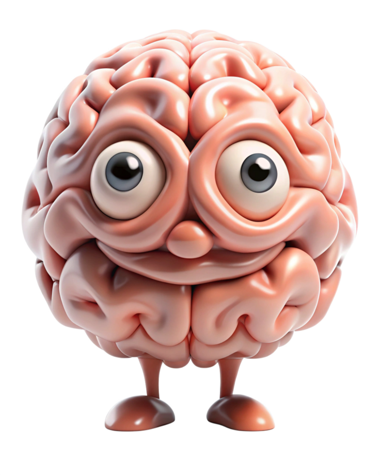 Playful Cartoon Brain Showing Fun and Wisdom png