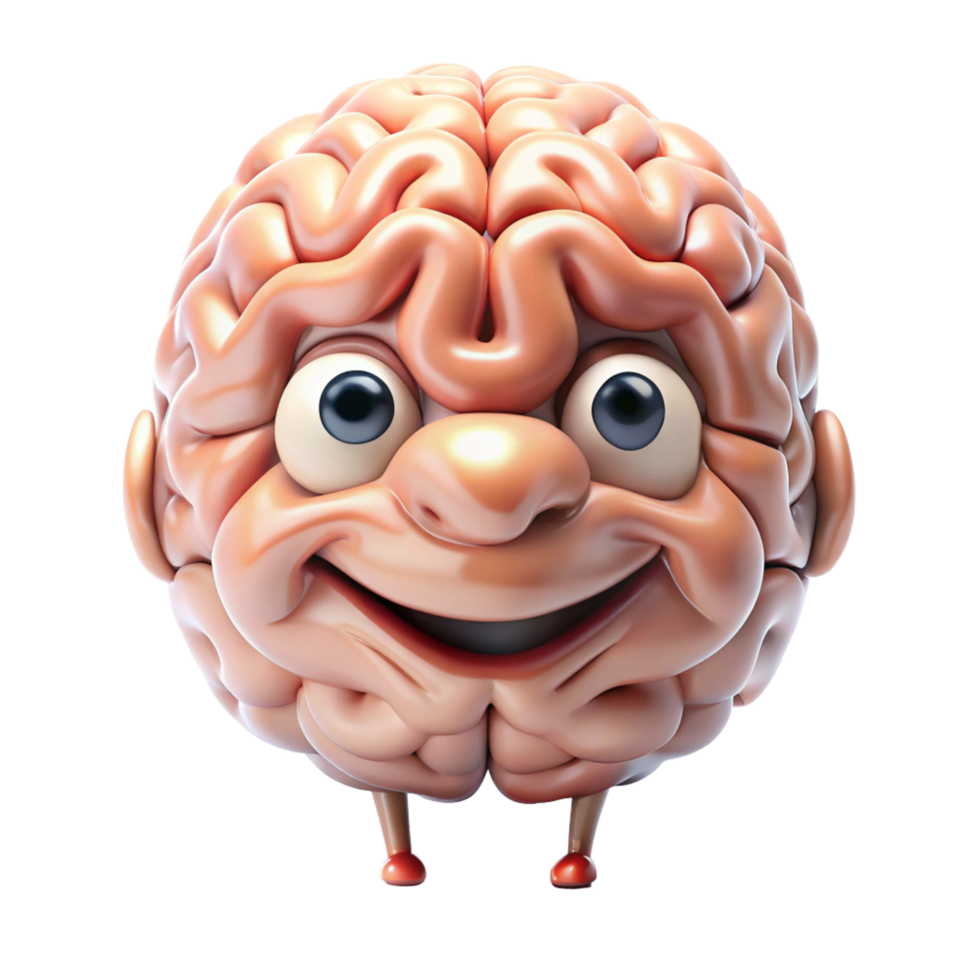 Joyful Thinking Brain Cartoon for Education Concepts png
