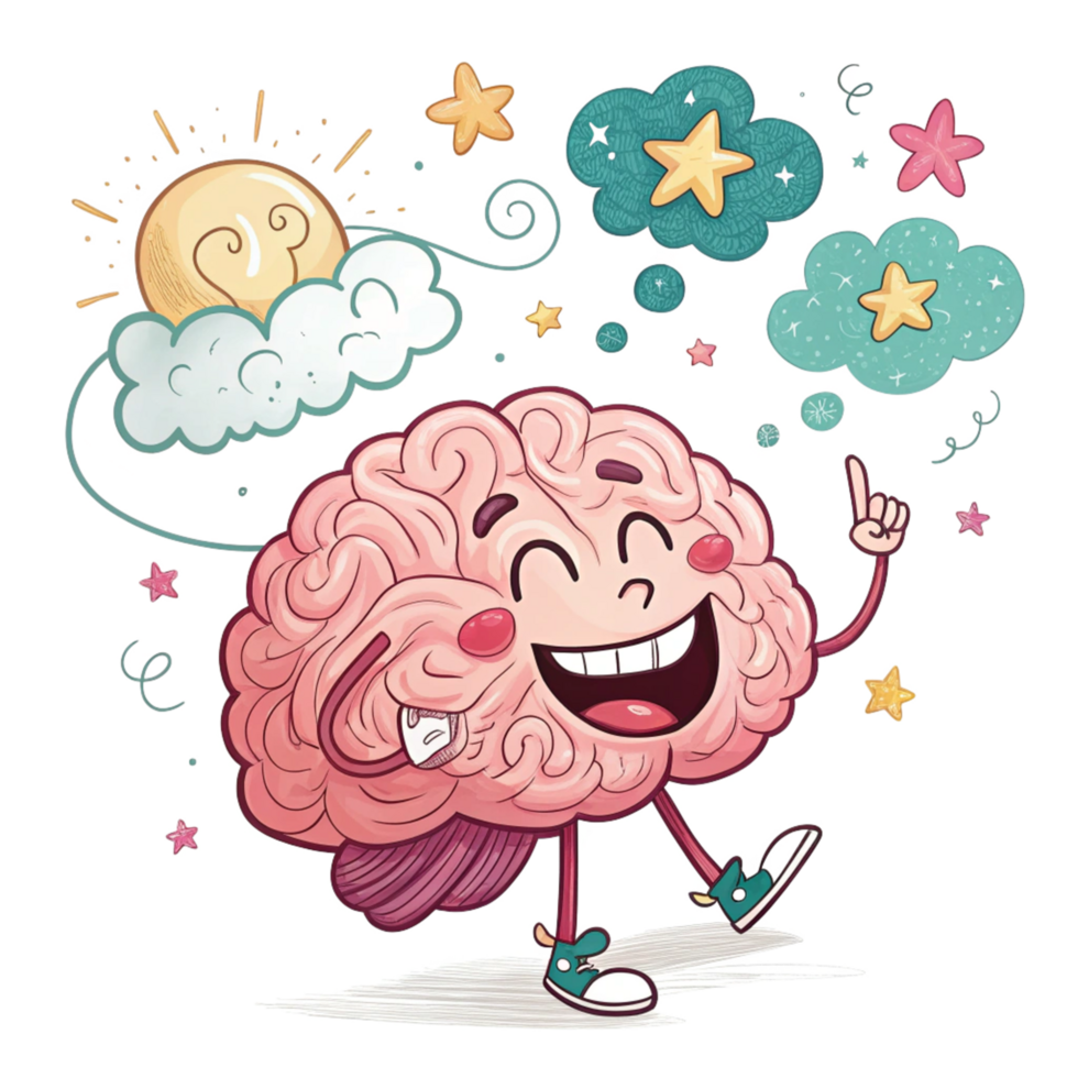 Cute Brain Character Symbolizing Knowledge and Fun png