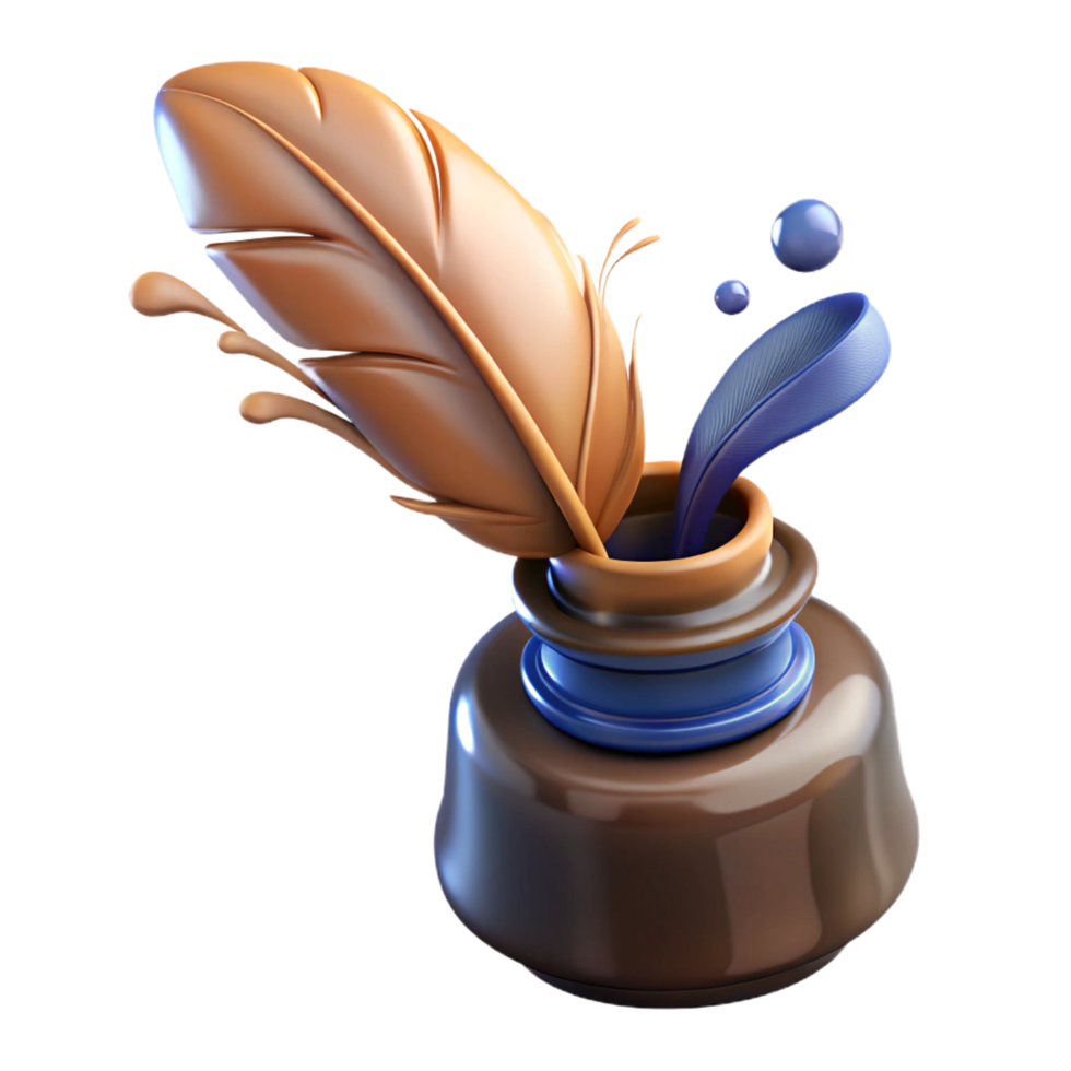 Calligraphy Quill and Ink Bottle Isolated png