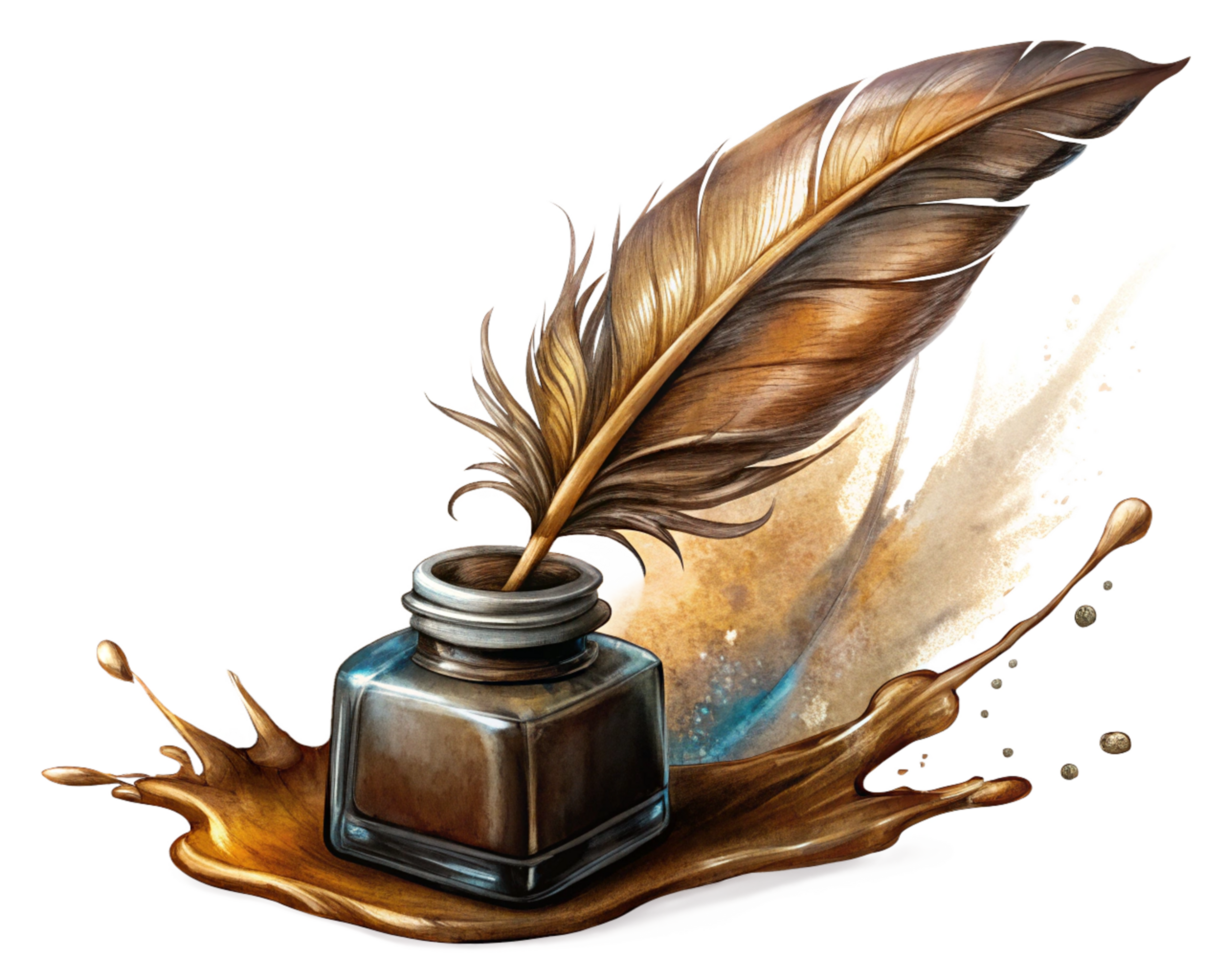 Writing Theme Quill and Ink Bottle Illustration png