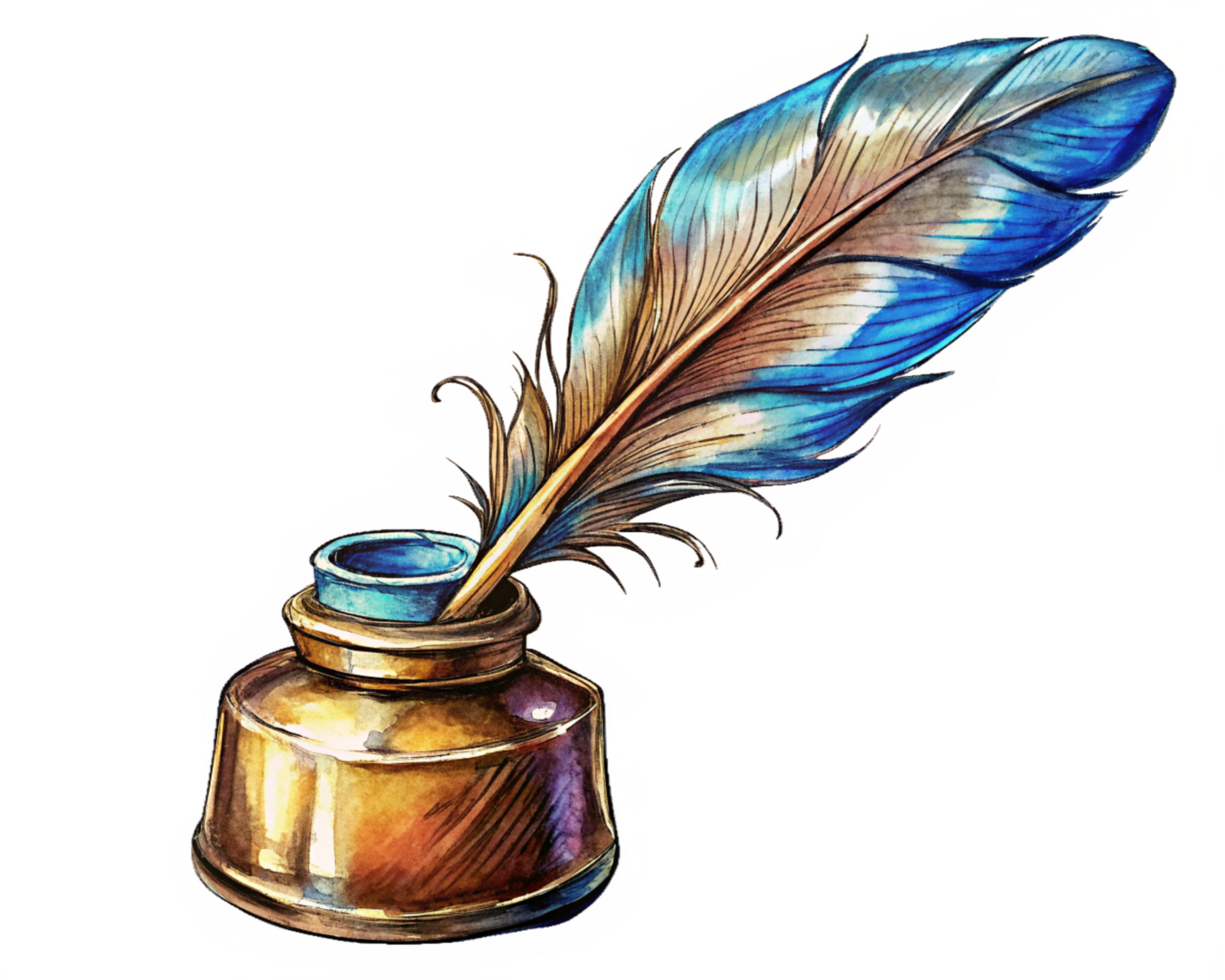 Heritage Writing Set with Feather Pen and Ink png