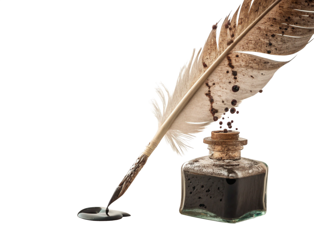 Nostalgic Quill with Ink Bottle for Microstock png