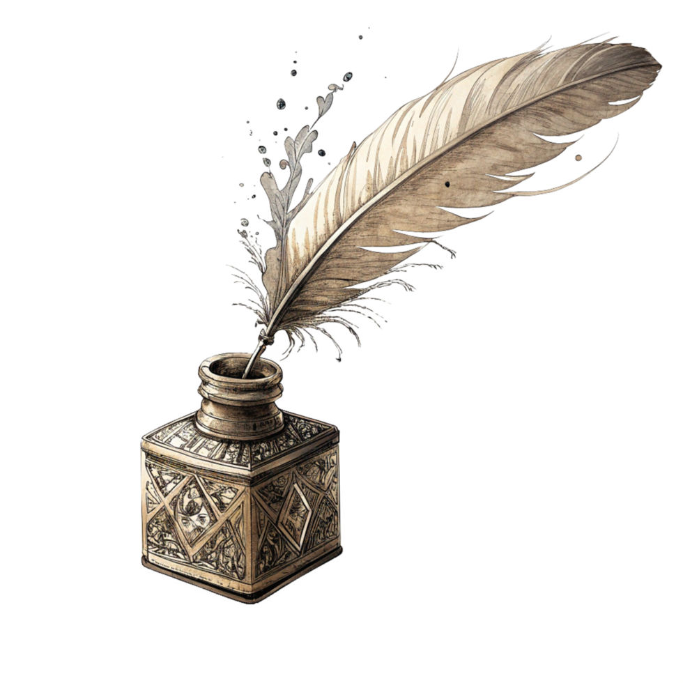 Classic Writing Set with Quill and Ink png