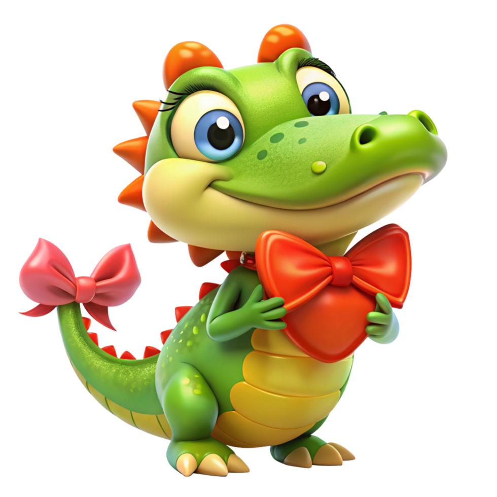 Crocodile Dressed in Red Bow for Microstock Use png