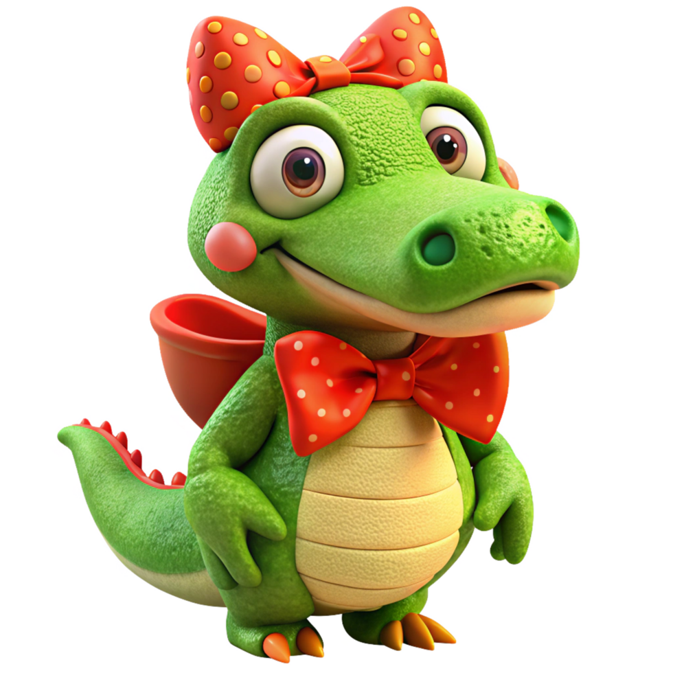 Cartoon Crocodile in Red Necktie Transparent Image png