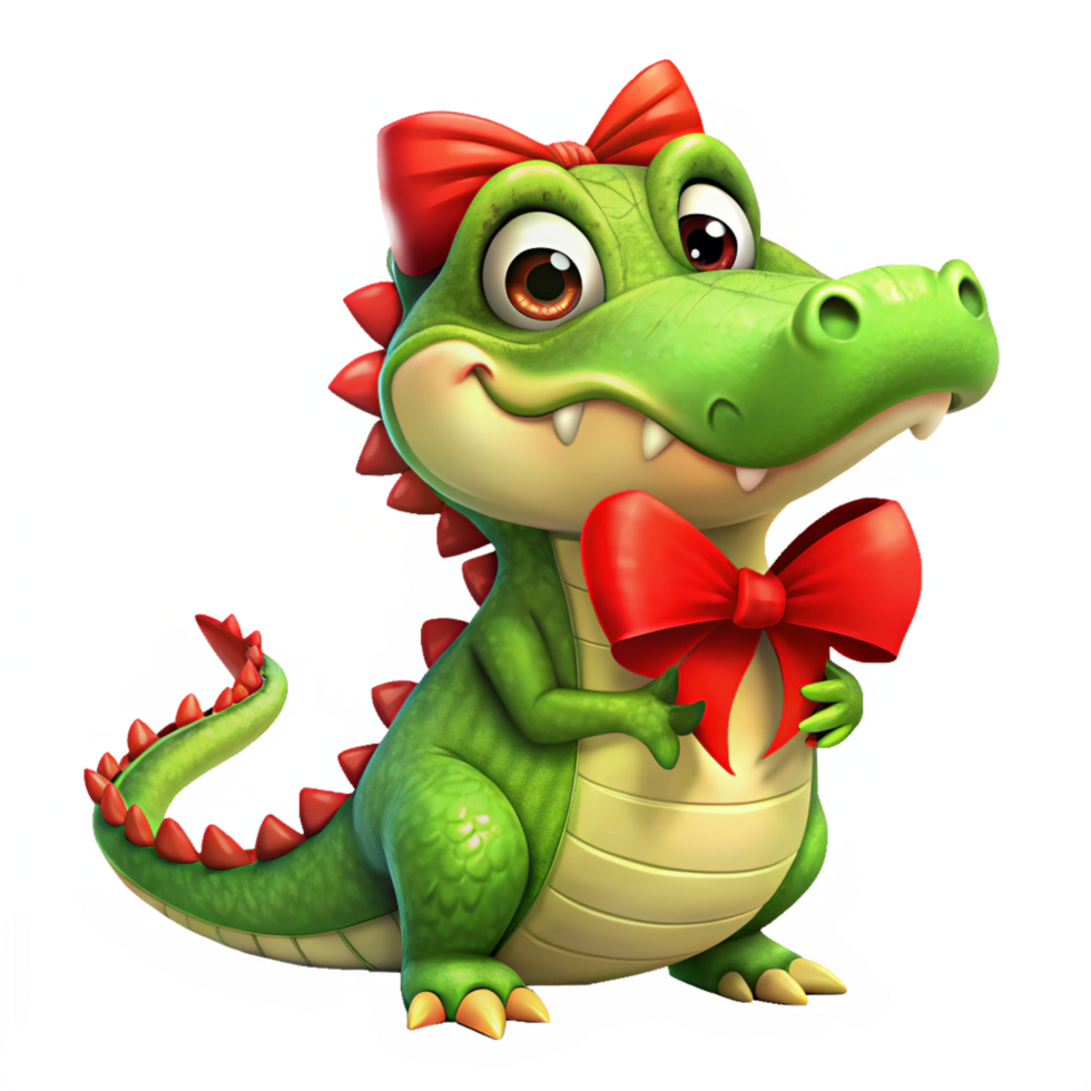 Red Bow Tie Crocodile Mascot Illustration png