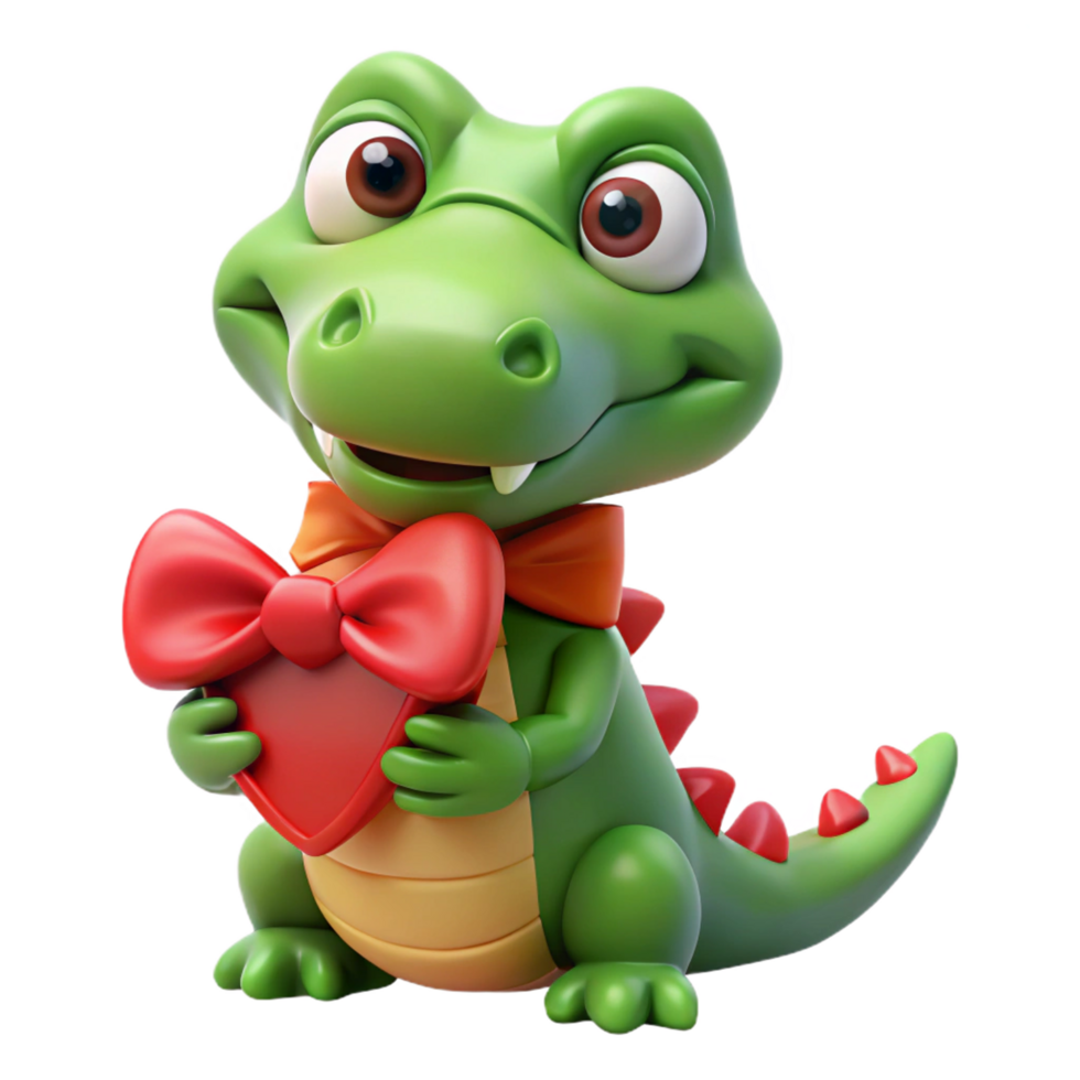 Playful Reptile Character Wearing Bow Tie png
