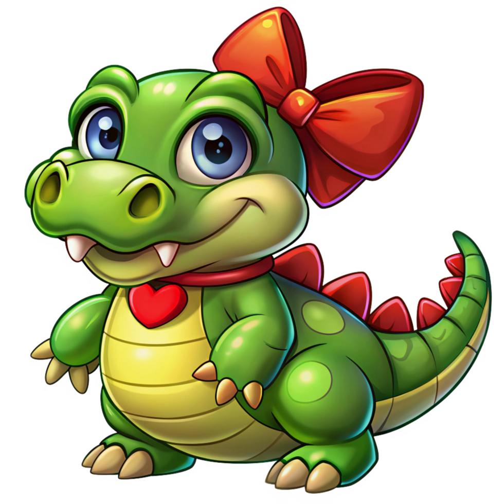 Cartoon Style Crocodile with Bow Tie png
