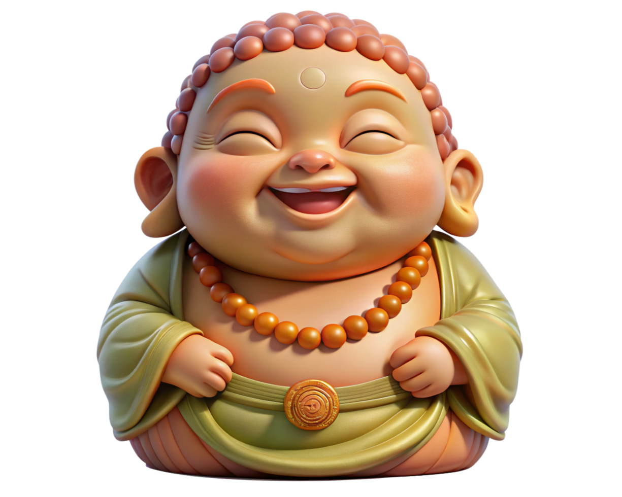 Enlightened Smiling Baby Buddha on Clear Background png