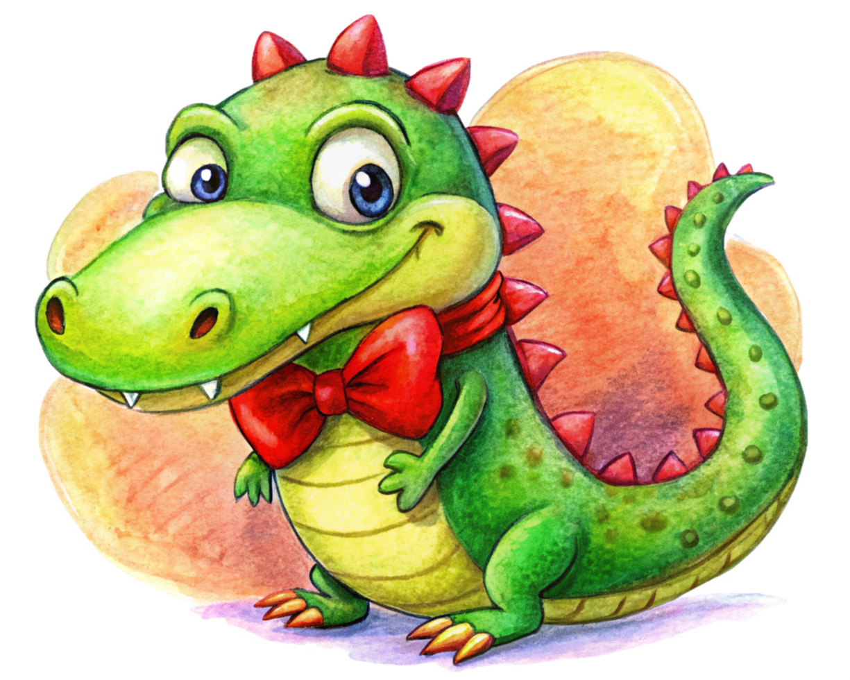 Transparent Background Crocodile in Red Bow png