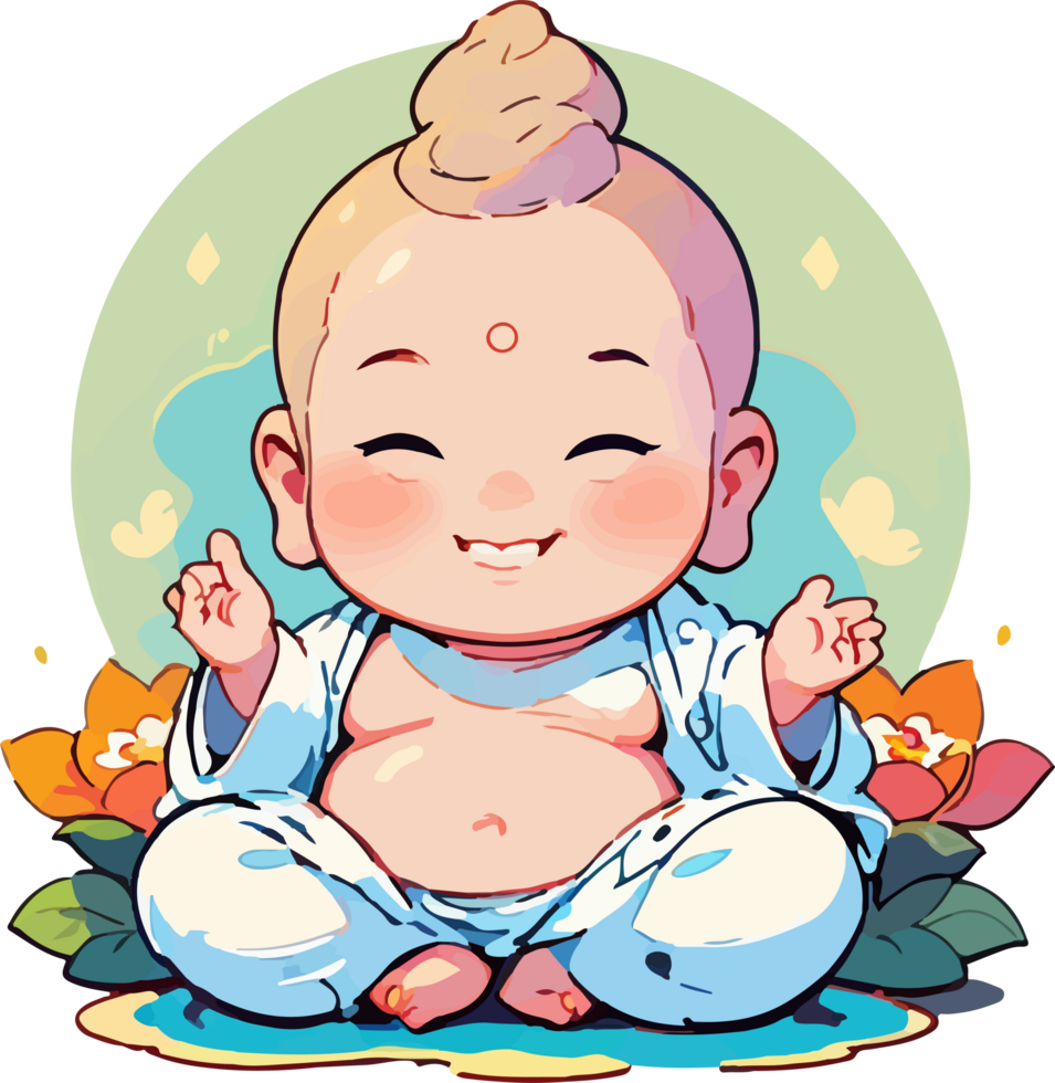 Baby Buddha Sitting and Smiling on Transparent Background png