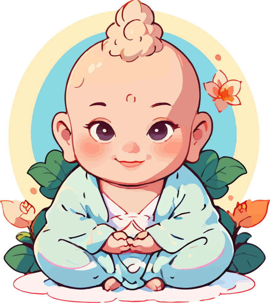 Happy Baby Buddha Floating in Tranquil Joy png