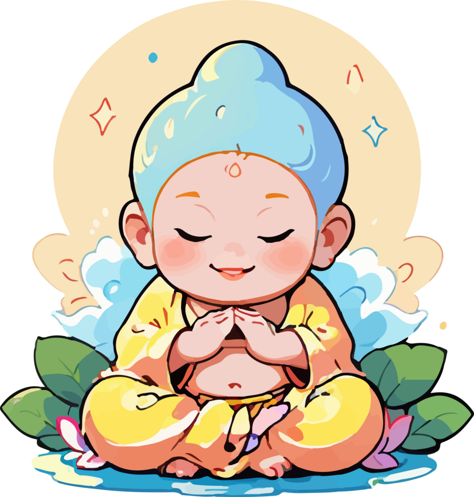 Joyful Baby Buddha Sitting Peacefully in Transparent Image png