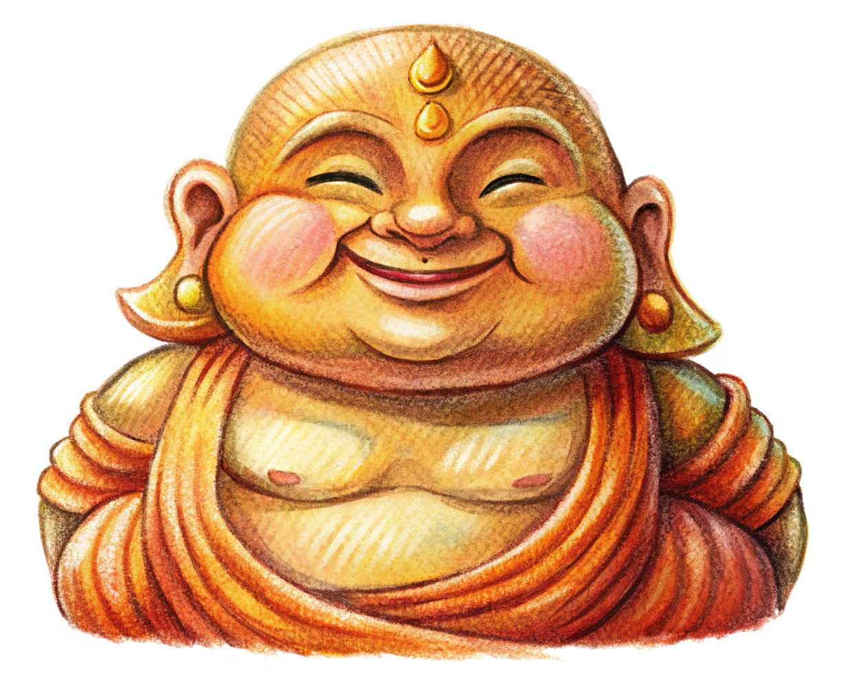 Enlightened and Smiling Buddha Child Illustration png