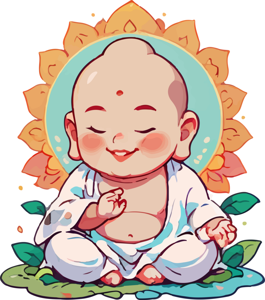 Happy Baby Buddha Representing Tranquility and Joy on Transparent Background png