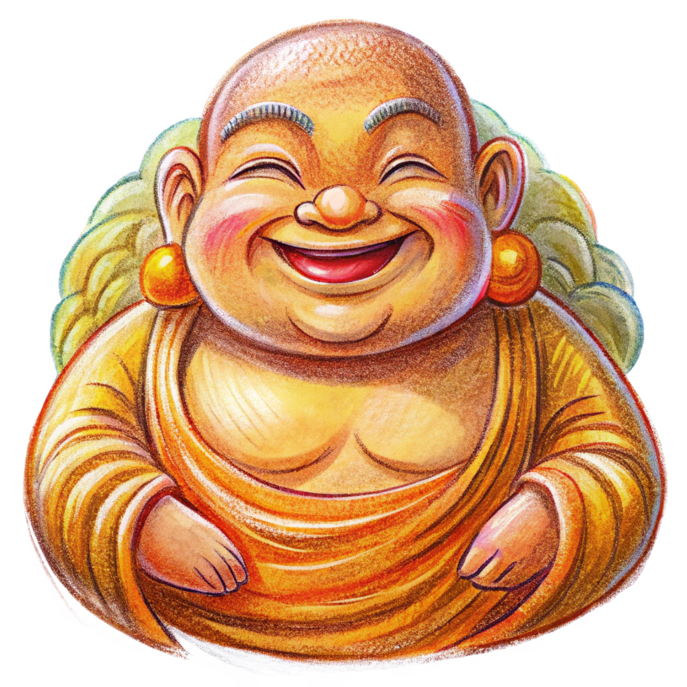 Happy Spiritual Baby Buddha in Transparent Style png