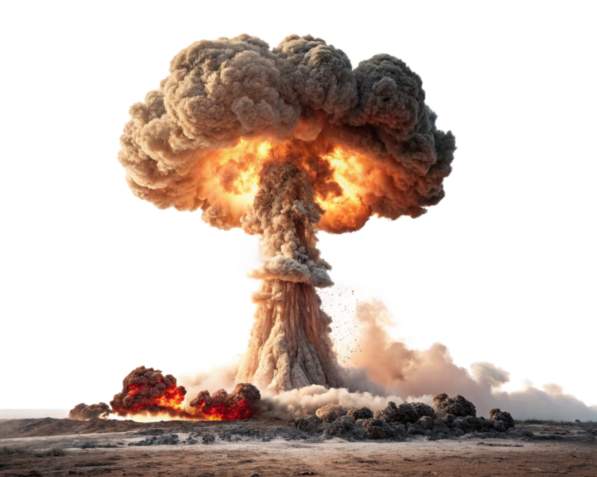 Nuclear Explosion with Mushroom Cloud in Transparent Background png
