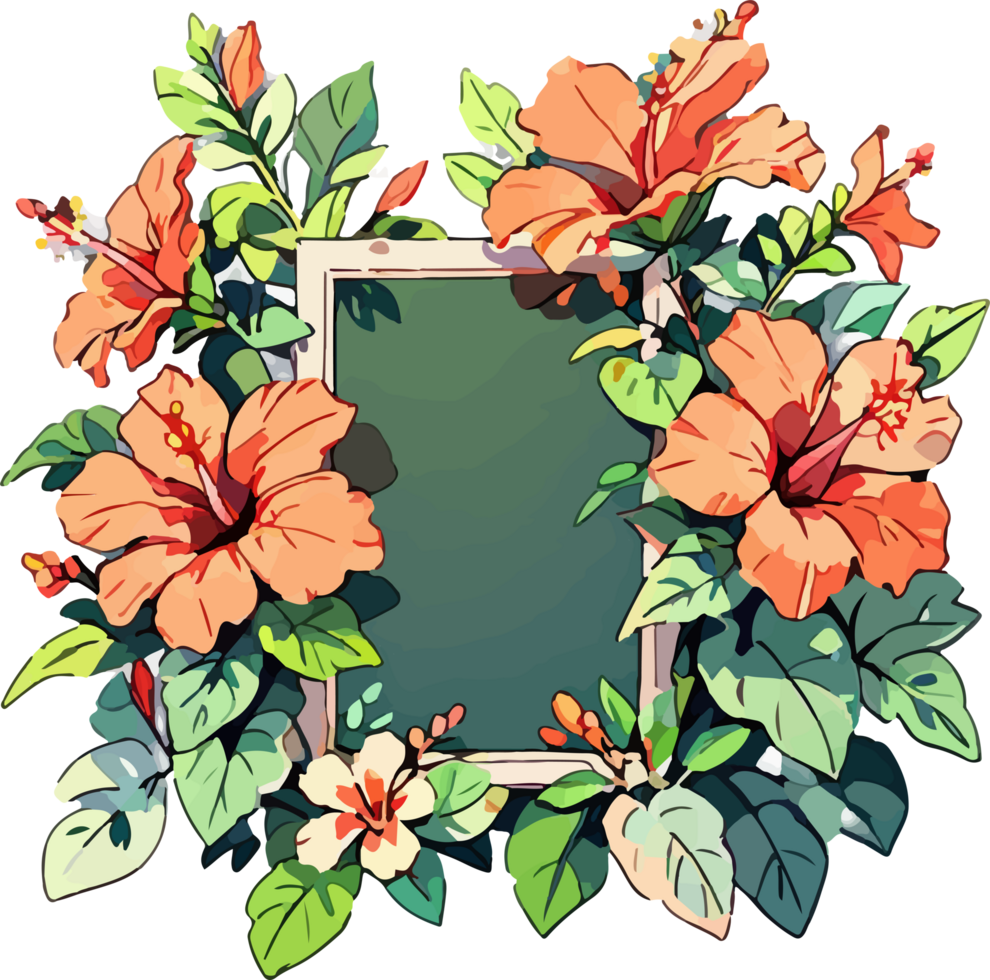 Artistic Hibiscus Floral Composition on Transparent Background png