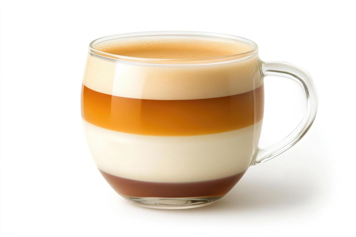 A glass of coffee with cream and milk photo