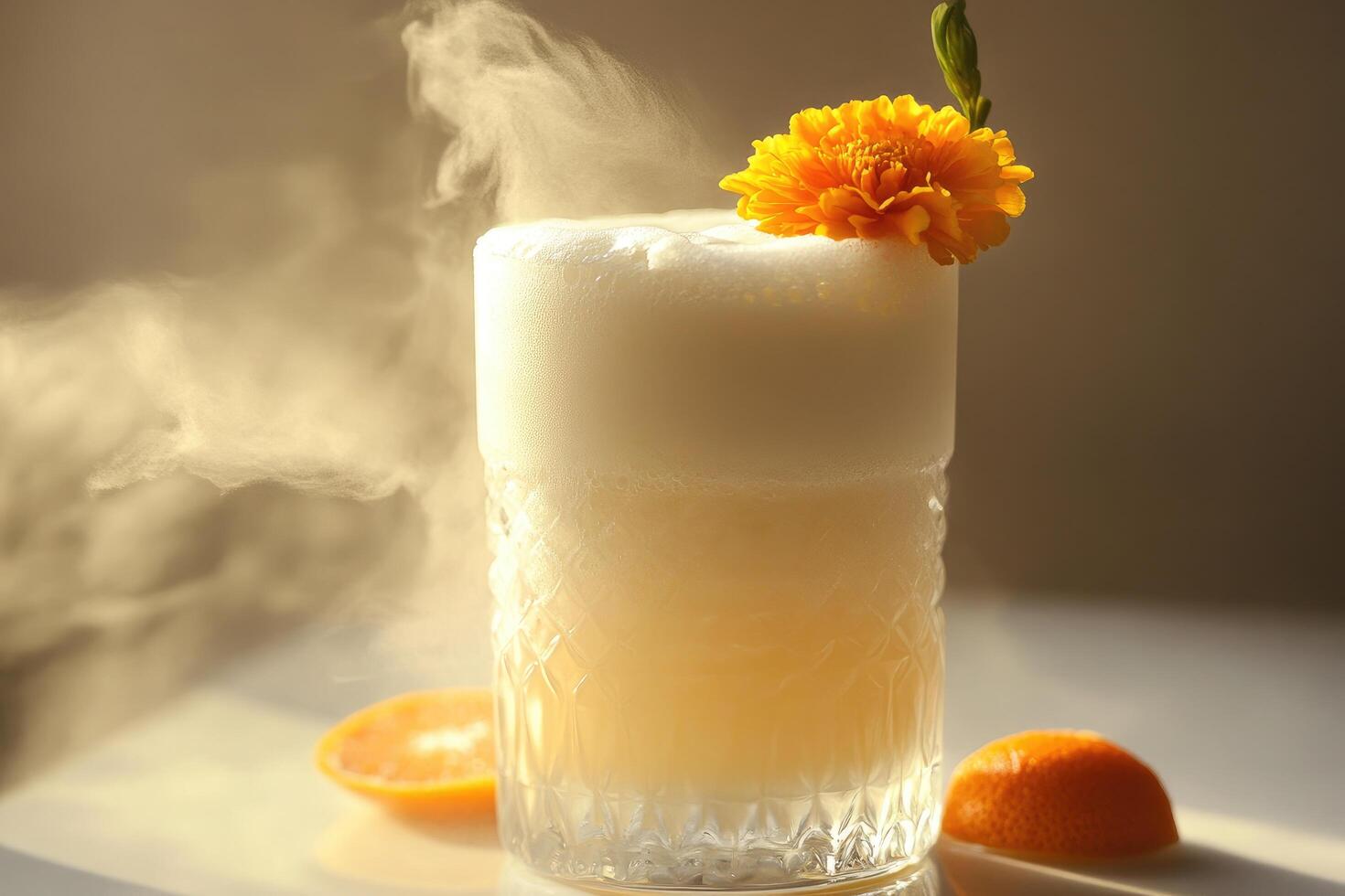 A glass of white liquid photo