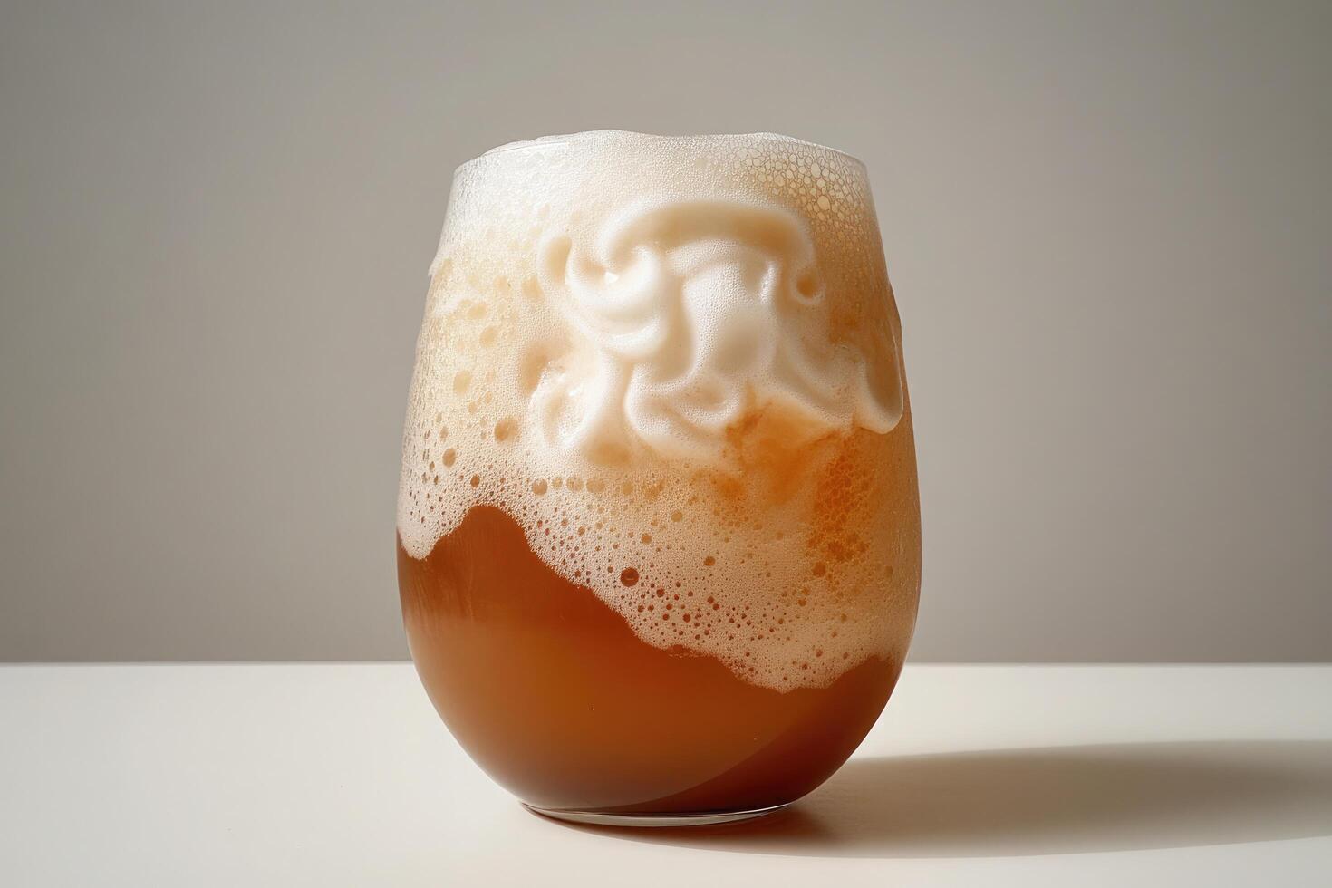 A glass of beer with foam on top photo