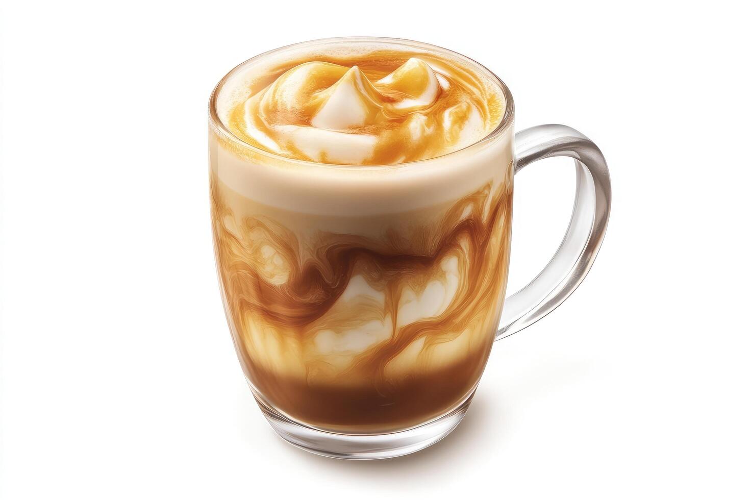 A coffee drink with caramel and whipped cream photo