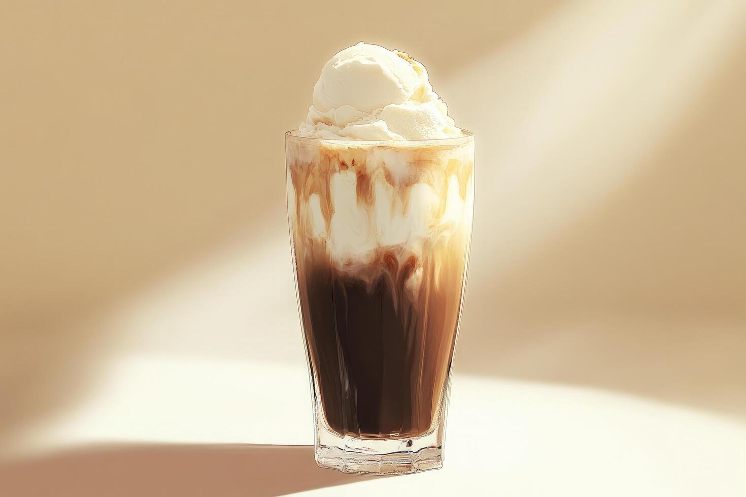 An iced coffee with whipped cream and ice photo