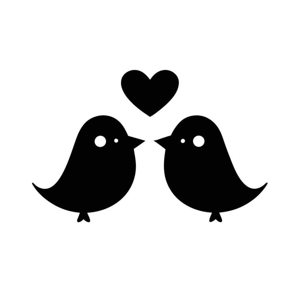 Two Black Birds In Love Minimalist Illustration For Valentines Day vector