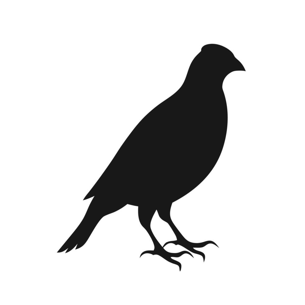 Bird Silhouette Illustration Of Wild Animal Standing On White Background vector