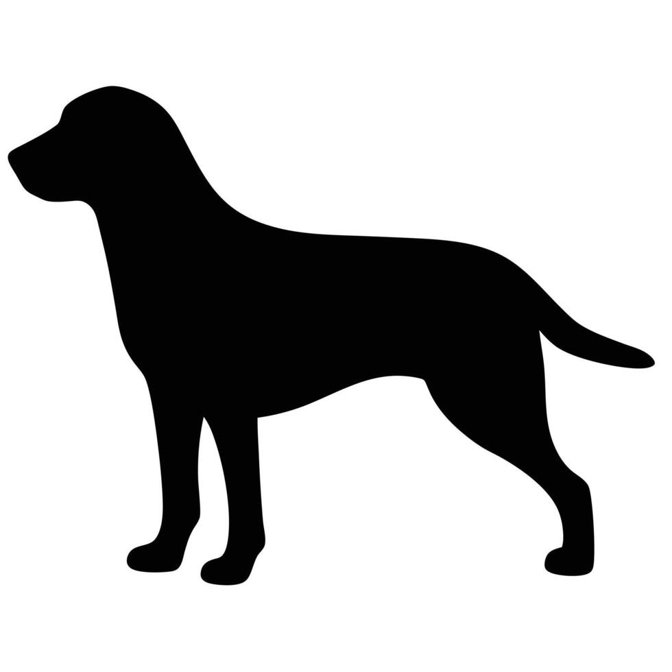 Black Dog Silhouette Isolated On White Background Animal Illustration vector