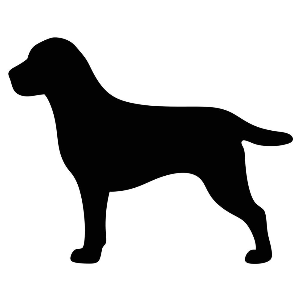 Black Silhouette Of A Dog Standing On White Background Pet Illustration vector