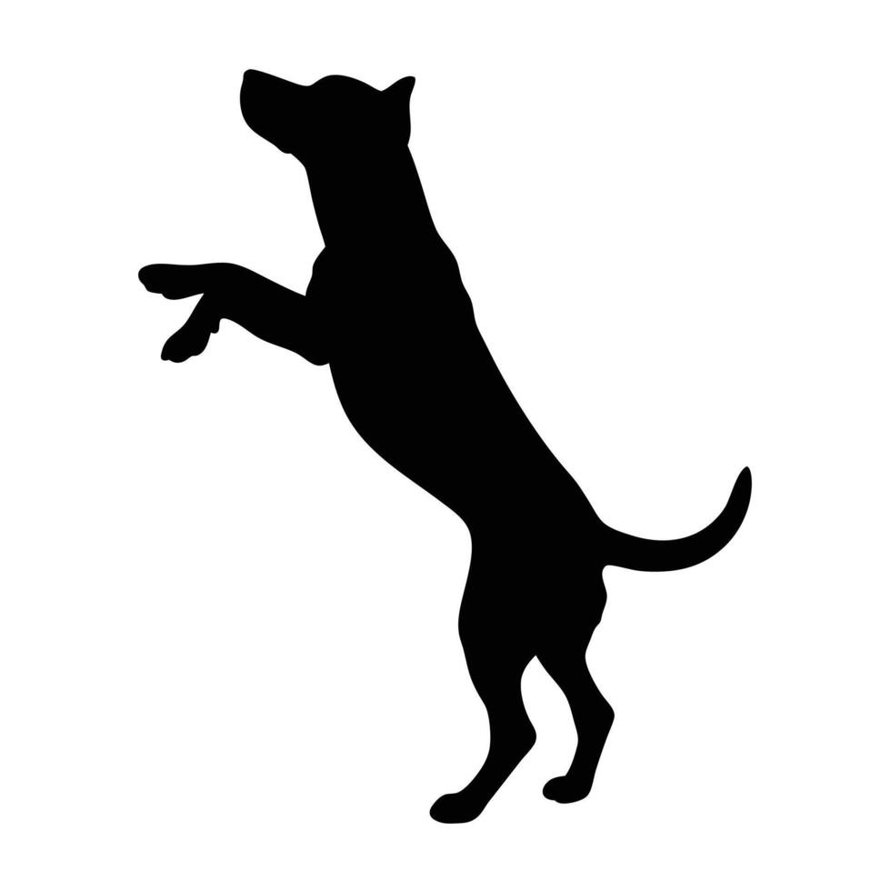 Dog Silhouette Standing On Hind Legs Upright Isolated On White Background vector
