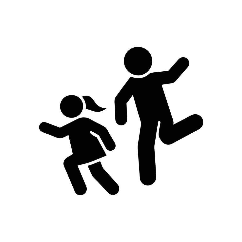 Children Running And Playing Illustration Two People Isolated Graphic vector
