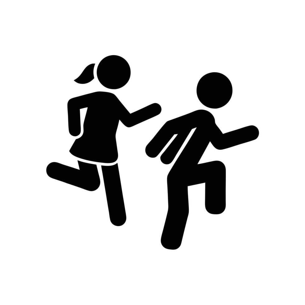 Graphic Of Running Children Symbolizing Health And Activity In Black Silhouette vector