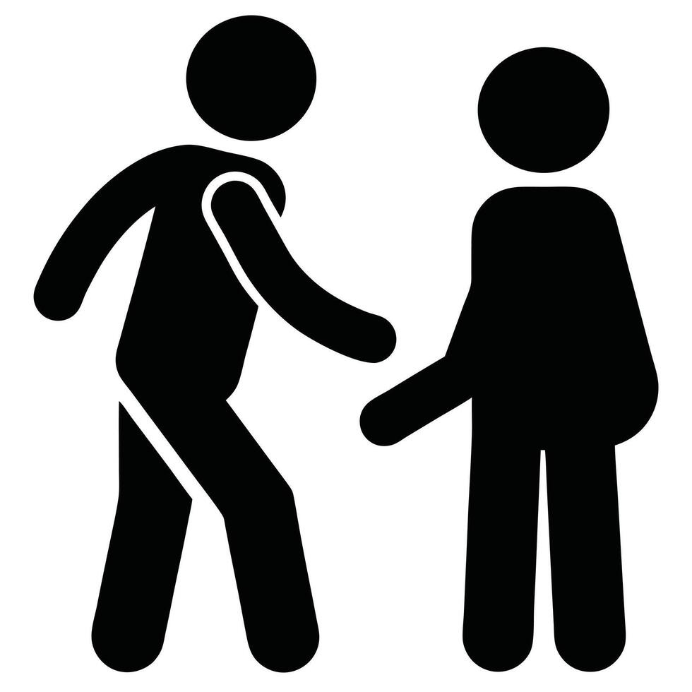 Stick Figure Meeting Handshake Symbol Partnership Collaboration Agreement Flat Design vector