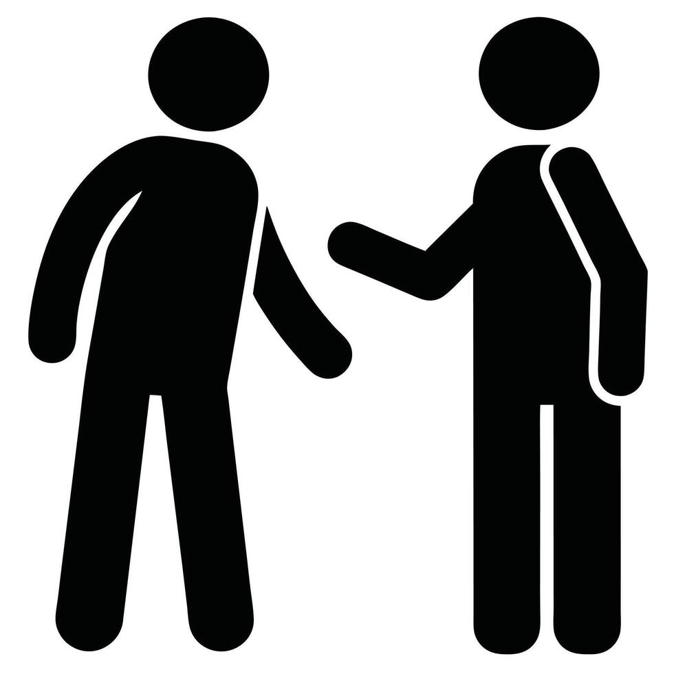 Two People In Conversation Icon Silhouette Communication Negotiation Collaboration vector