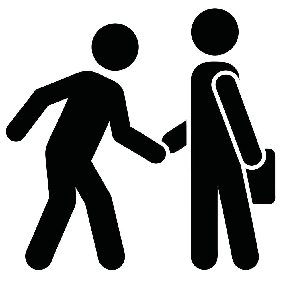 Pictogram Illustration Of Two Businessmen Shaking Hands After Agreeing On A New Deal vector