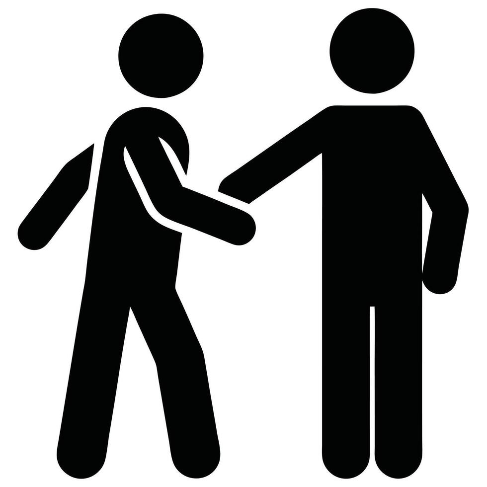 Simple Pictogram Of Two Figures Shaking Hands For Business Agreement Or Collaboration vector