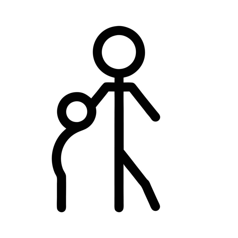 Stick Figure Depicting Father And Child Walking Illustration vector