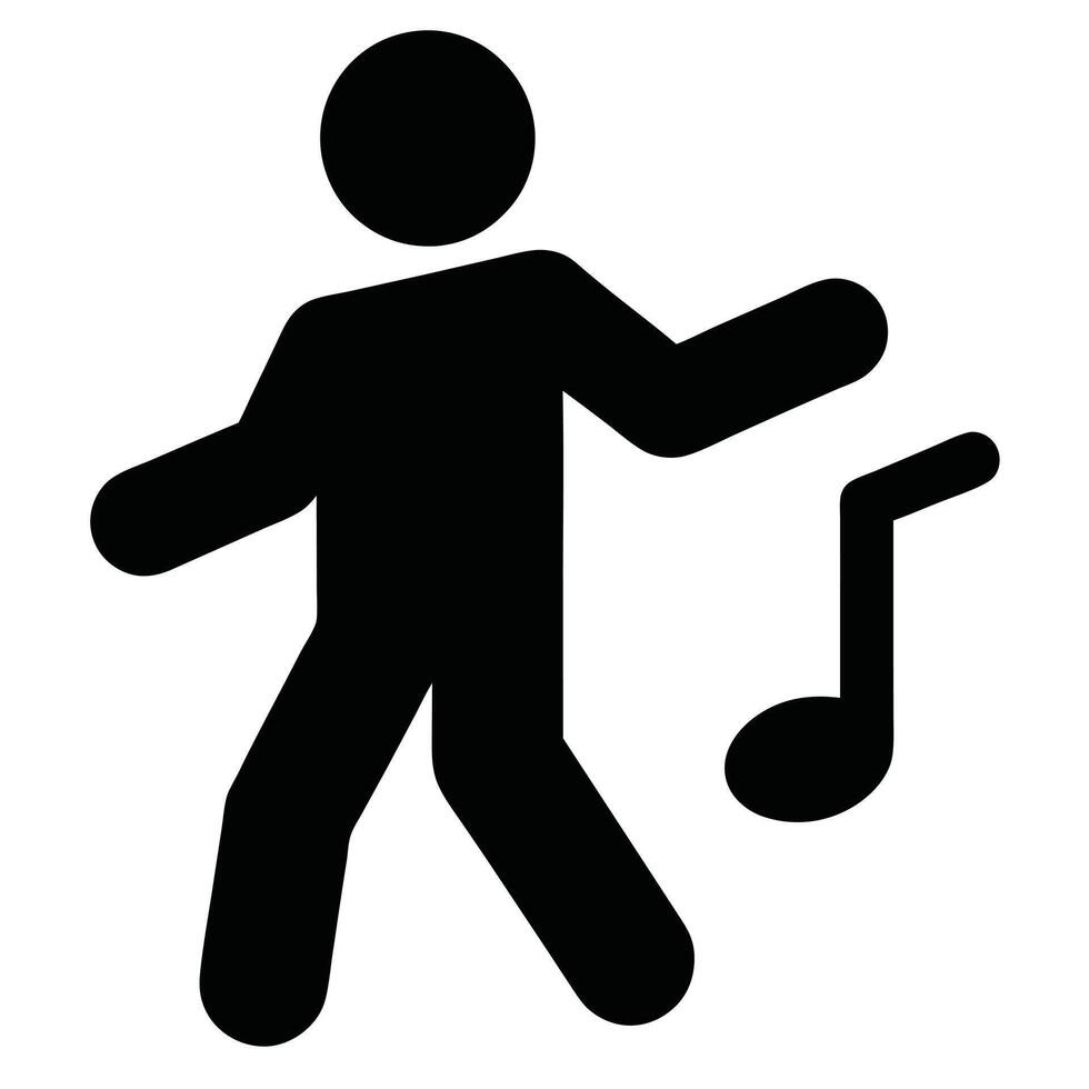 Dancing Stick Figure With Music Note Isolated On White Background Illustration vector