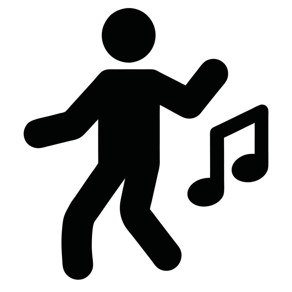 Dancing Man Silhouette With Music Notes For Entertainment And Celebration Concept vector