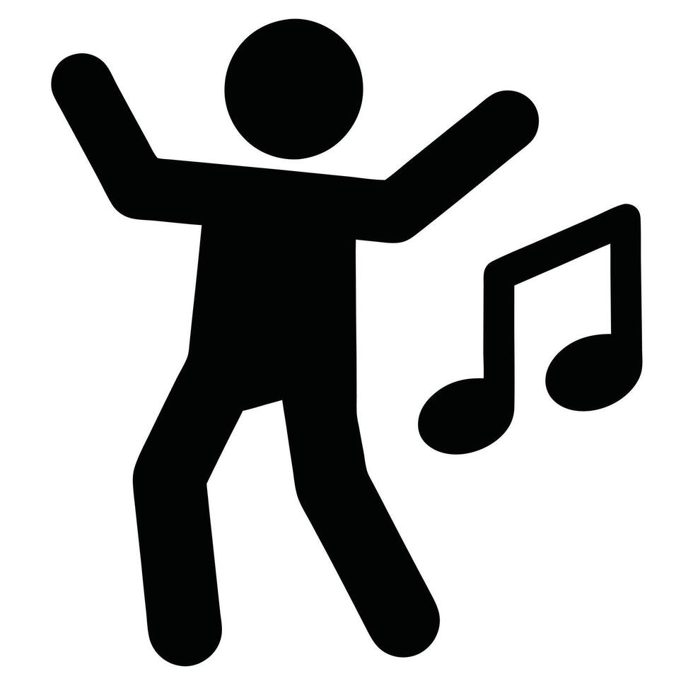 Dancing Stick Figure With Musical Notes Symbolizing Joy And Celebration Icon vector