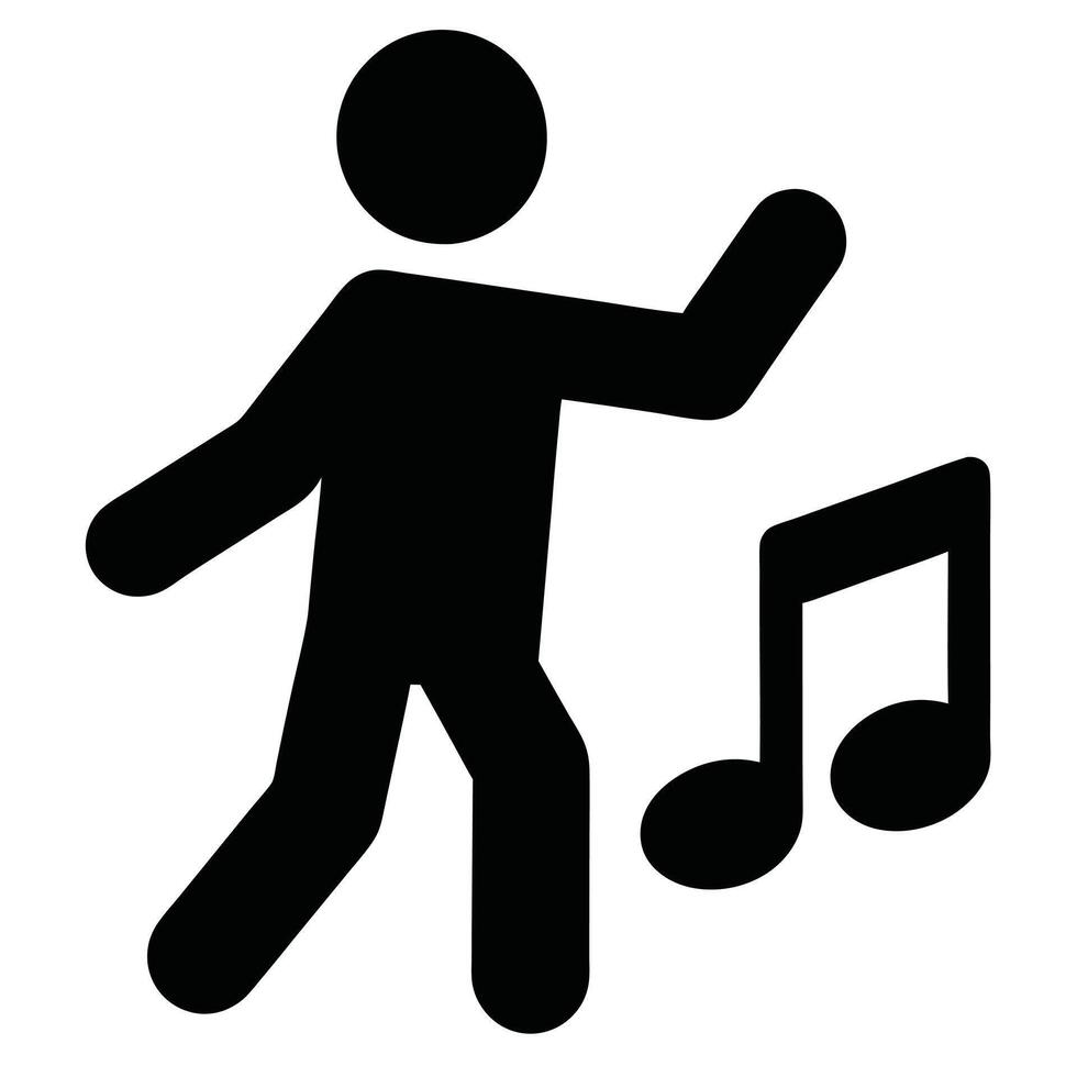 Dancing Person Silhouette Enjoying Music Flat Illustration Icon vector