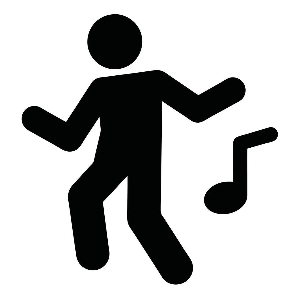 Stick Figure Dancing With Music Note Illustration On White Background vector